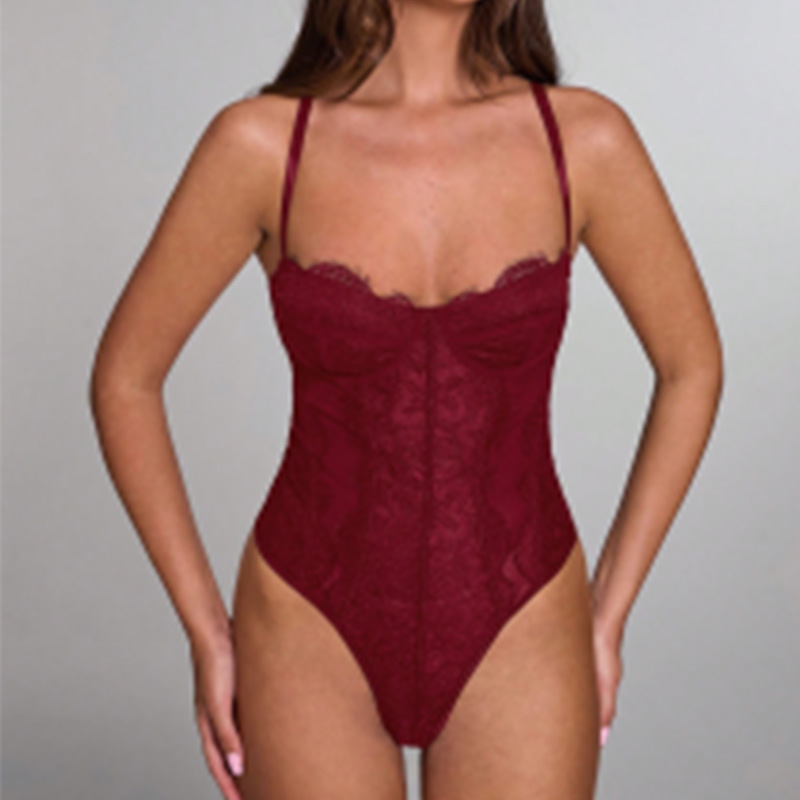 Nuevo cross-border sexy encaje empalme camisole de acero anillo de perspectiva dentro de la correa camisole hueco