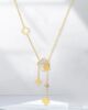 Small sophisticated golden necklace stainless steel, white zirconium, micro incrustation