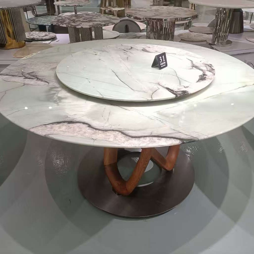 Natural Luxury Stone Round Dining Table, Large and Small Size, High-End, Light Luxury, Modern Style, Home Club, Hotel Large Round Table