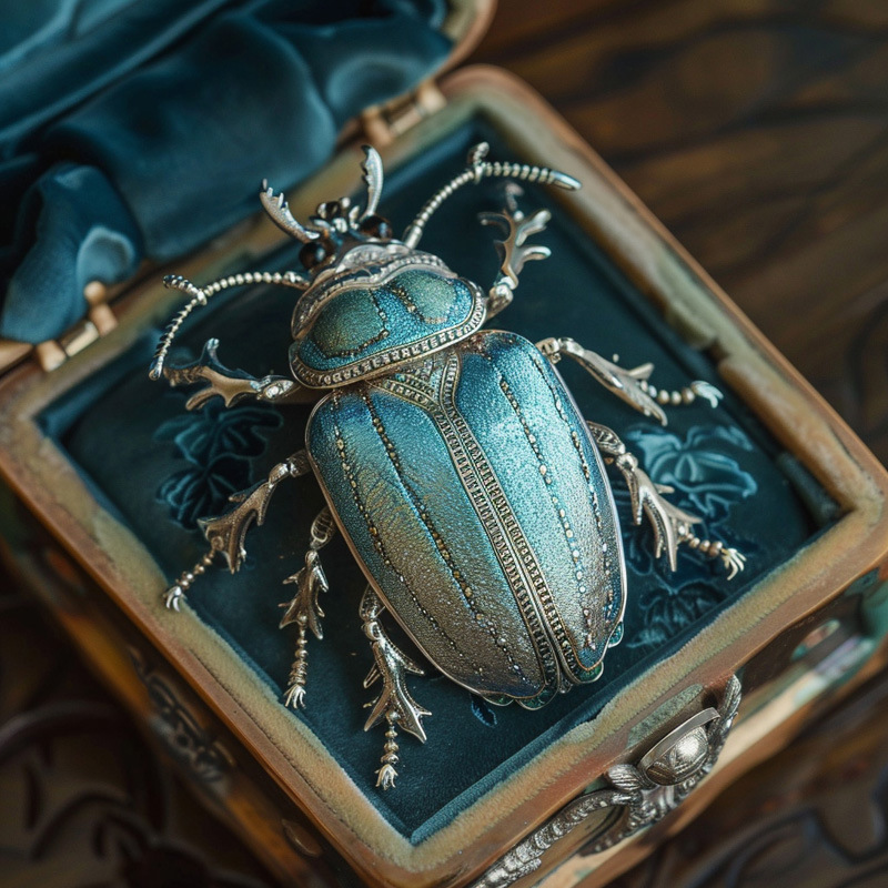 Spilla scarabeo blu in stile corte europea, spilla insetto dal design personalizzato_voghion.com