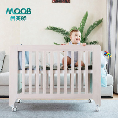 出口歐式嬰兒床實木帶滾輪遊戲床寶寶床新生兒床兒童床純全實木