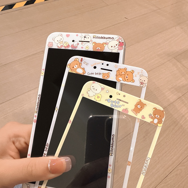 Cute light bear apple 4/5S mobile phone film for iPhone6Plus dustproof 8 cartoon 7 transparent SE2 tempered