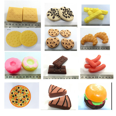 children Best Sellers Play house Cakes and Pastries biscuit Pizza hamburger doughnut chocolate simulation Toy Bag DIY