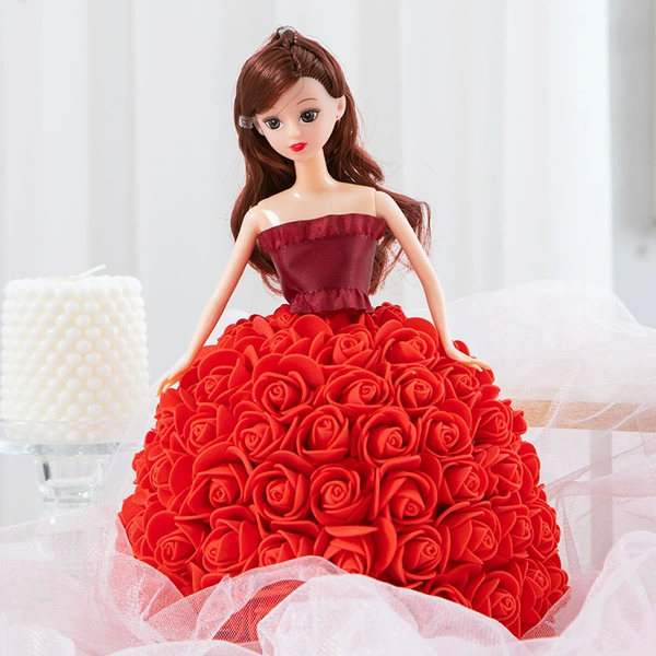 Red Barbie doll, gift box