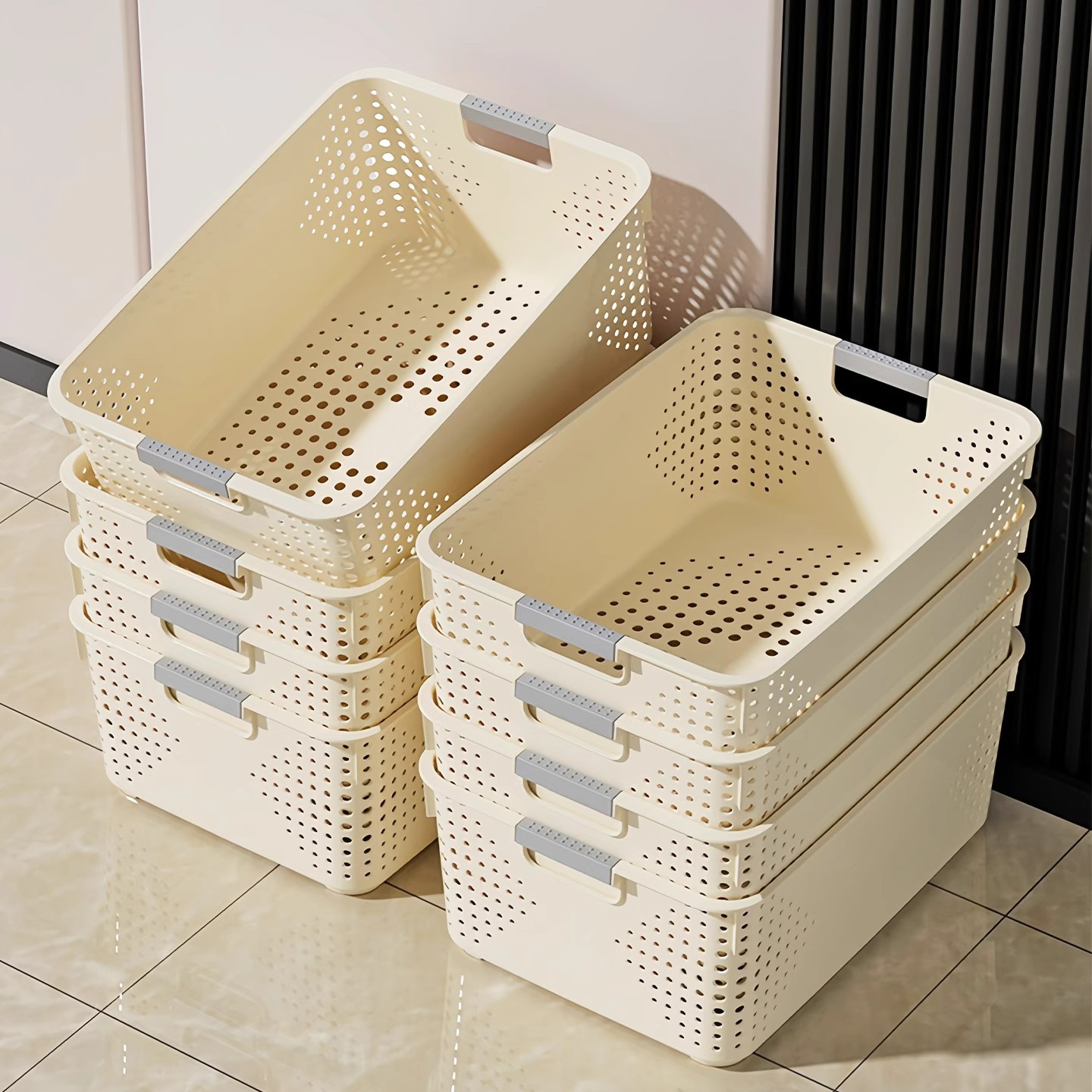 Cesta de almacenamiento de bocadillos de plástico casero armario de cocina caja de almacenamiento dormitorio armario caja de ropa