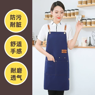 帆布防水围裙现货批发定制logo高端烘焙咖啡奶茶店工作围裙印字女