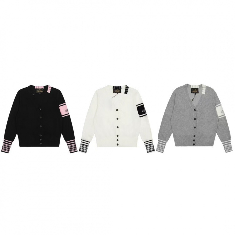 Vivi Autumn and Winter New Style Patchwork V-Neck Star Embroidery Casual College Style Knitted Cardigan Wool Sweater Jacket