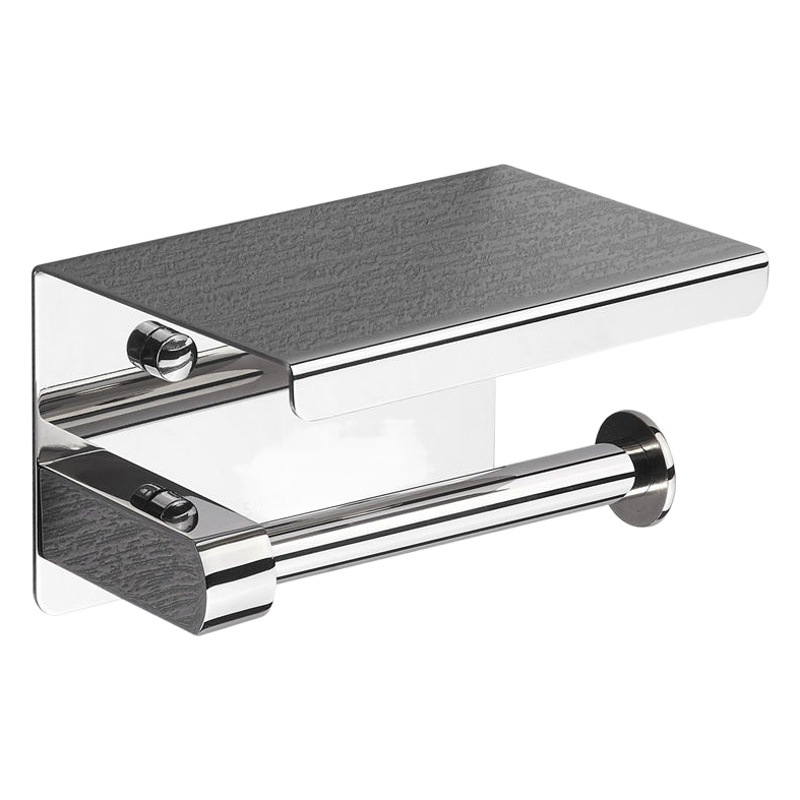 Stainless steel tissue holder punch-free wall-mounted kitchen toilet paper roll holder toilet bathroom toilet mobile phone storage rack