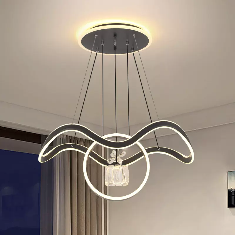 餐厅吊灯现代简约长条饭厅餐桌灯卧室吊灯吧台网红新款广东中山灯