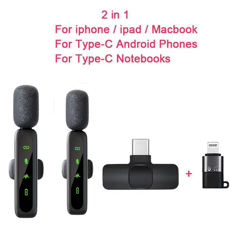 Nuevo micrófono de collar inalámbrico, micrófono L6, micrófono, uno para dos, Bluetooth inteligente, reducción de ruido, clip de collar de reverberación, micrófono