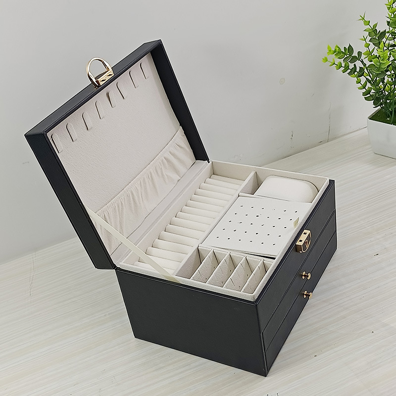 Multi-funcional caja de joyería de alta calidad exquisita celebridad de Internet anillo de joyería collar pendientes reloj caja de almacenamiento