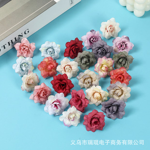 Simulation sharp corner small rose head silk cloth Brahma flower DIY handicraft material gift box decorative fake flowers