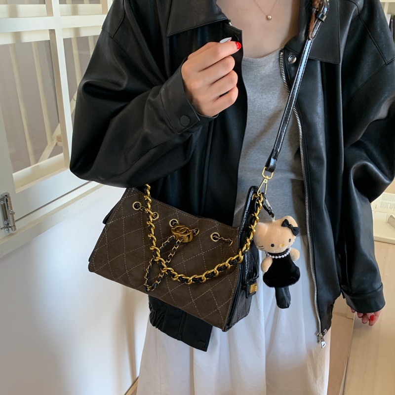 纯色洋气时髦单肩包女2025新款菱格链条包时尚质感单肩斜挎包跨境|undefined