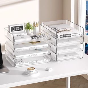 Transparent Desktop File Storage Rack Office A4 Desktop File Rack Table Multi-Layer Storage Rack Dormitory Assembly-Free