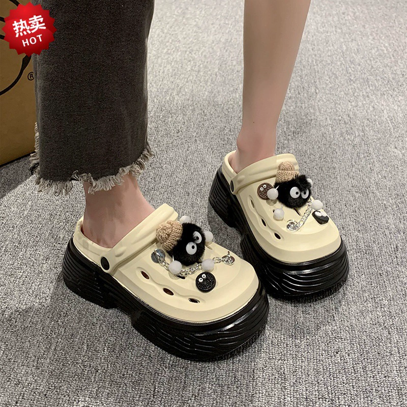 Мультяшные тапки с толстой подошвкой, женские летние туфли, носи 2024 новые туфли, носи пляжные случайные сандалии