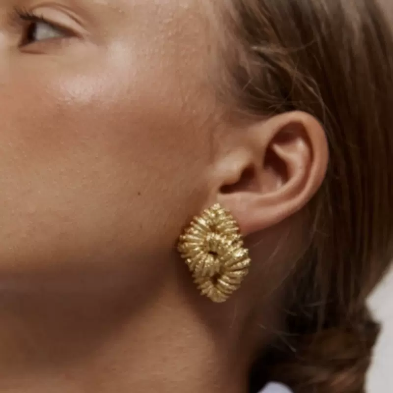 网红Sasa同款西班牙小众paolas*纹理耳环复古轻奢高级感个性耳饰