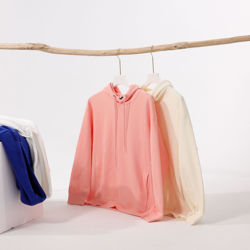 American retro 380g composite cotton hooded sweater men's solid color loose shoulder round neck hoodie student jacket wholesale