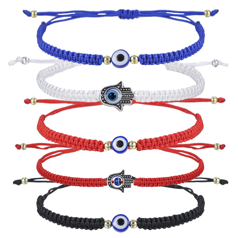 Cross-border supply evil eye bracelet bracelet blue eyes Palm braided rope bracelet adjustable friendship red rope