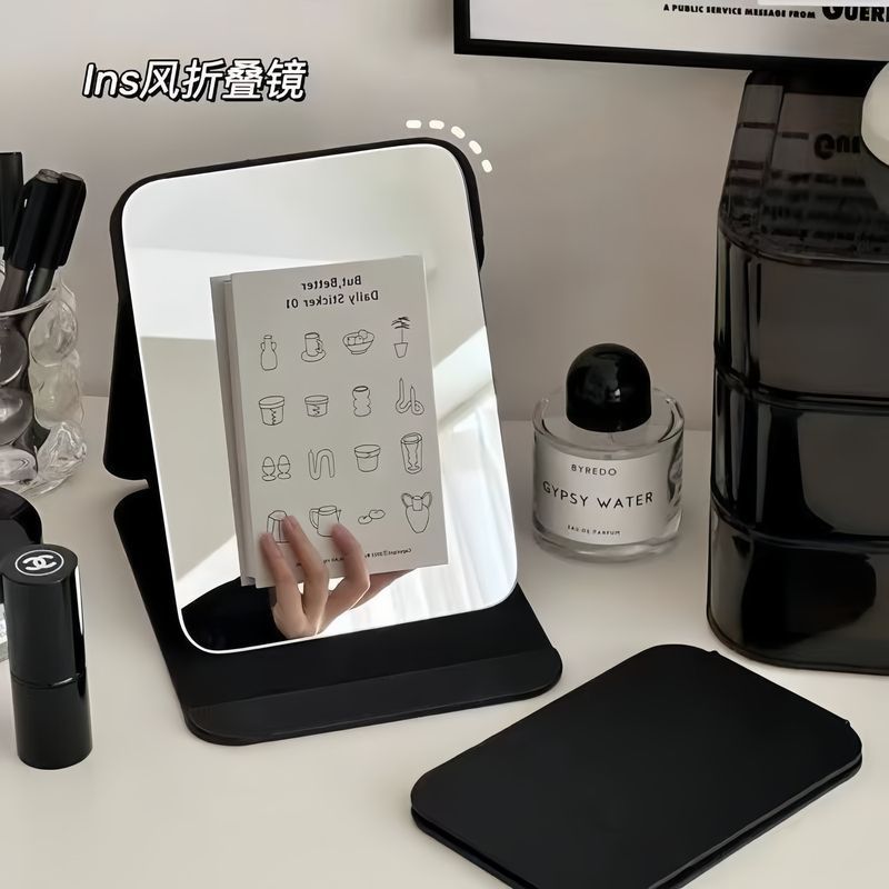 Espejo de maquillaje plegable, dormitorio de estudiantes, espejo de escritorio, espejo de oficina, espejo portátil