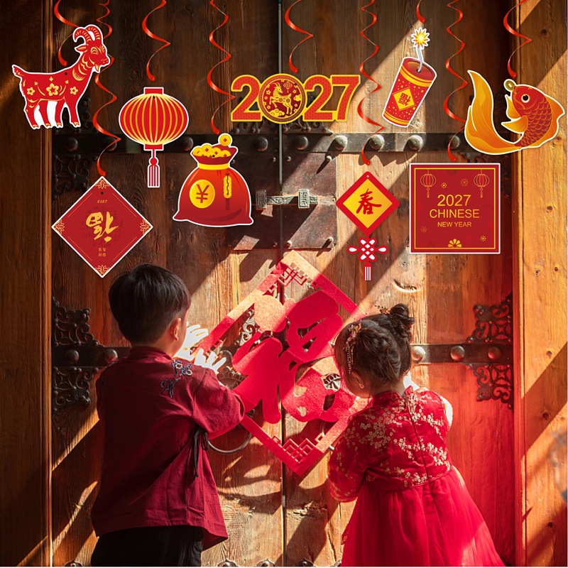Adornos colgantes en espiral decorativos para el Festival de Primavera del Año del Caballo 2026, decoraciones festivas de estilo chino para Nochevieja, adornos colgantes. image 3