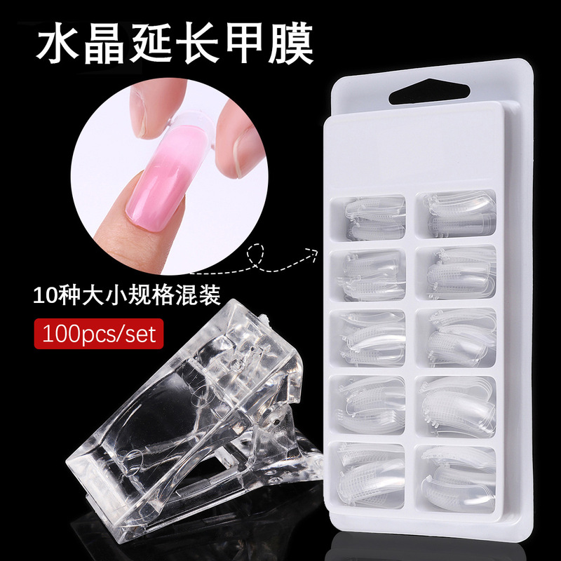 Cross-border scaled nail art fast phototherapy crystal extension nail mold nail piece 100 piece crystal nail piece