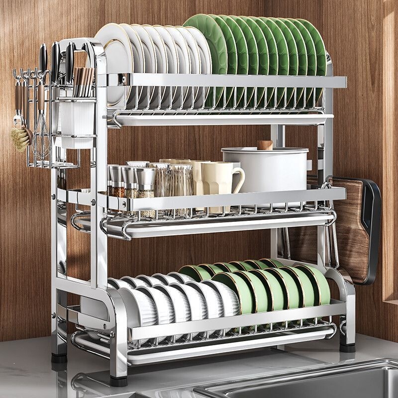 Foreign trade kitchen dish rack, draining rack, storage rack, countertop dish and utensil organizer with cup holder, cross-border dish rack Foreign trade kitchen dish rack, draining rack, storage rack, countertop dish and utensil organizer with cup holder, cross-border dish rack