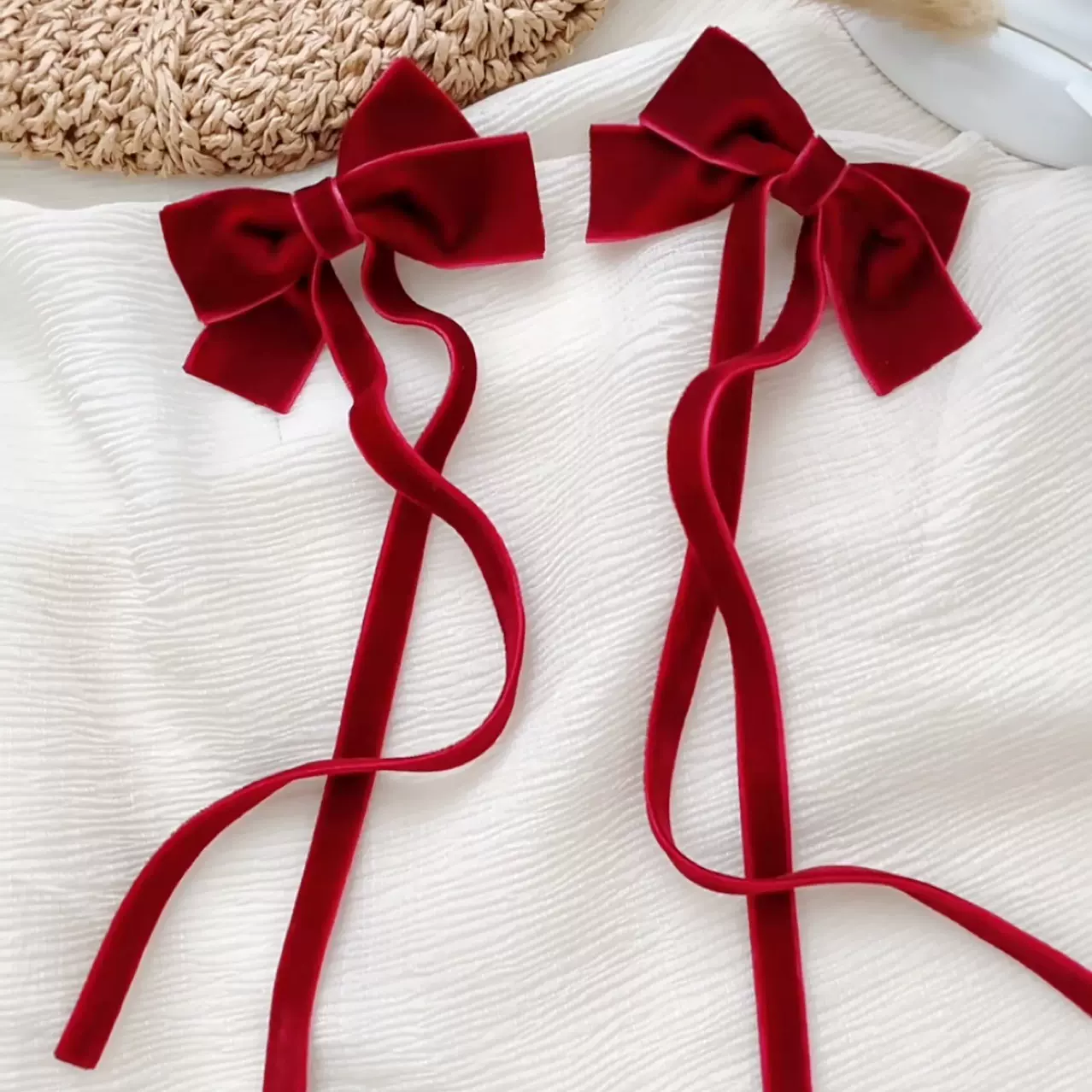 跨境爆款亚马逊天鹅绒儿童可爱蝴蝶结发夹高级感早春配饰发夹头饰