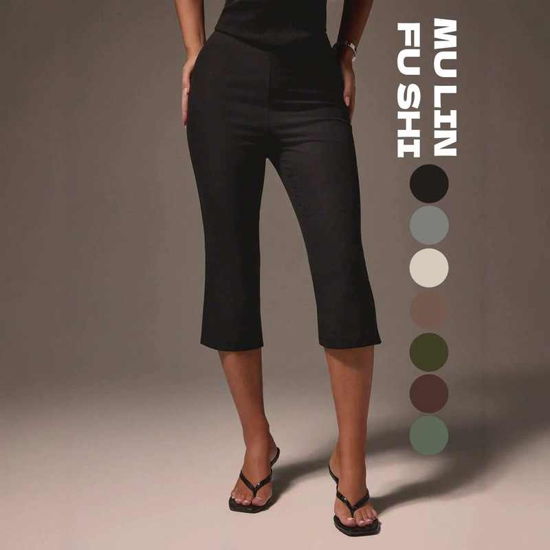 Cross-border bestseller high-waisted flared cropped pants, stretchy and slimming, available in multiple colors, stable supply from the source manufacturer Cross-border bestseller high-waisted flared cropped pants, stretchy and slimming, available in multiple colors, stable supply from the source manufacturer