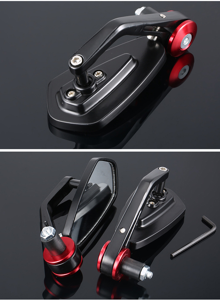 Motorcycle and Electric Vehicle Rearview Mirror, Handlebar Folding Mirror, Handlebar End Cap, Reflector, Rearview Mirror, Rotatable Blue Mirror