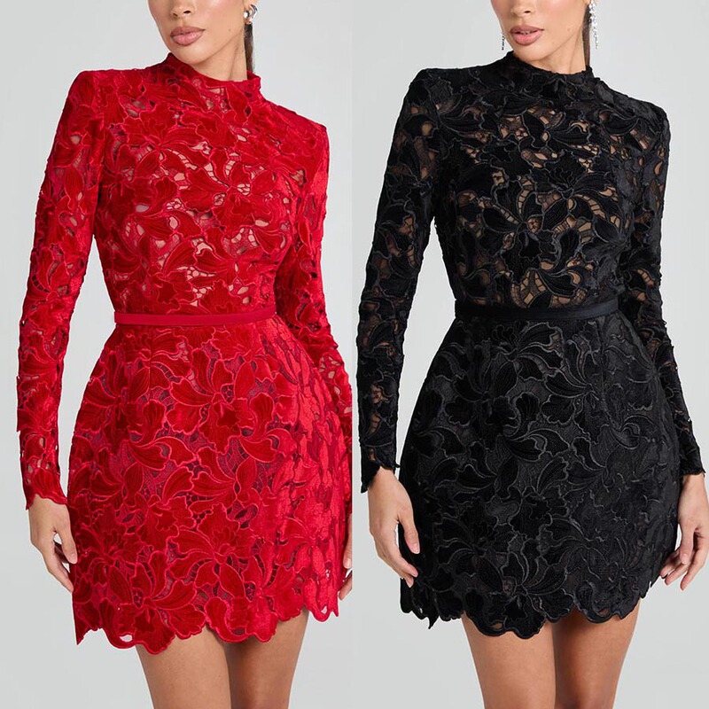 Cross-border 2024 Europe and the United States autumn and winter new long sleeve zipper dress INS casual fashion party women's dress