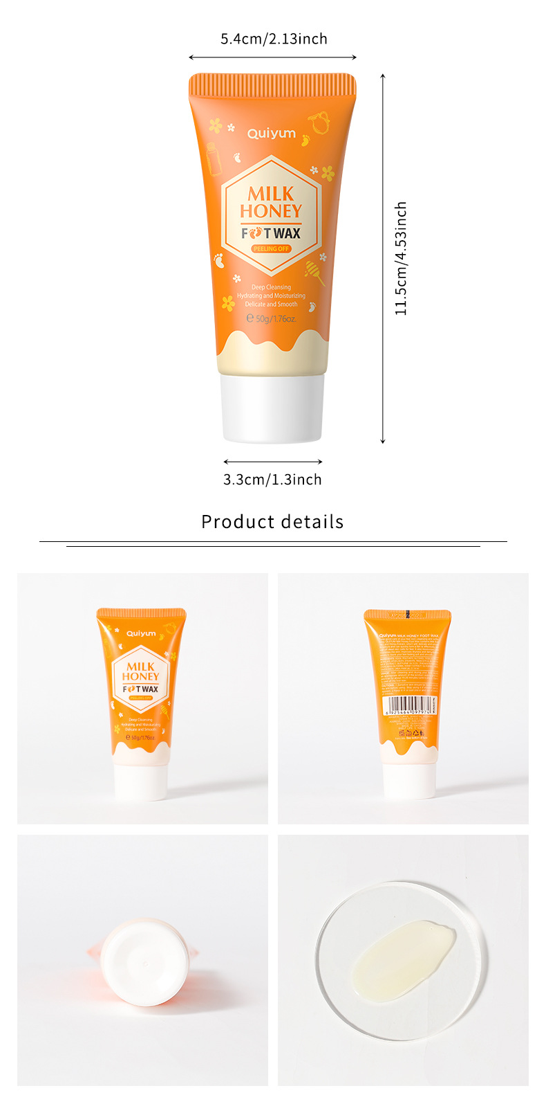 Cross-border QUIYUM milk and honey peel-off foot wax e foot care keratin manufacturer's wholesale in stock undefined