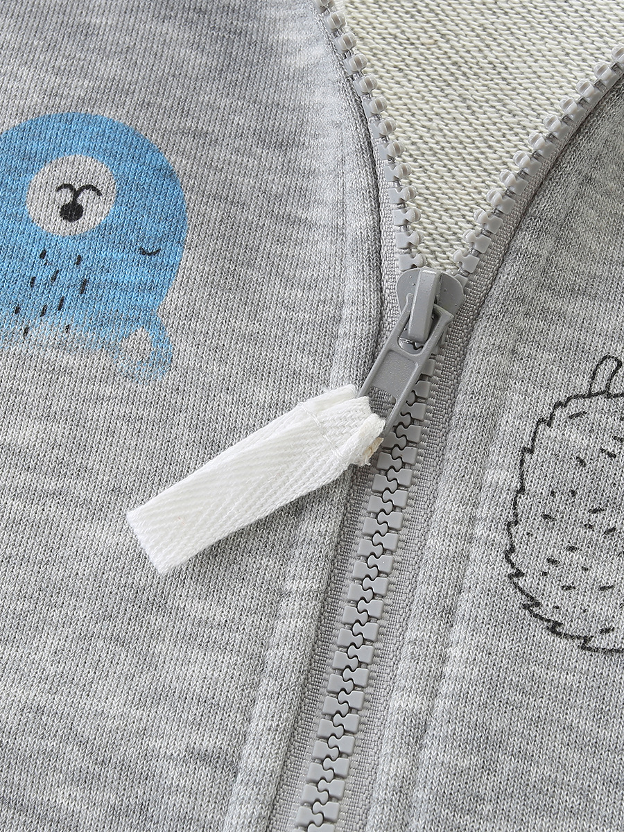 Otoño nuevo chaqueta de niño estilo europeo y americano con cremallera chaqueta infantil de algodón de punto impresa con sombrero chaqueta infantil