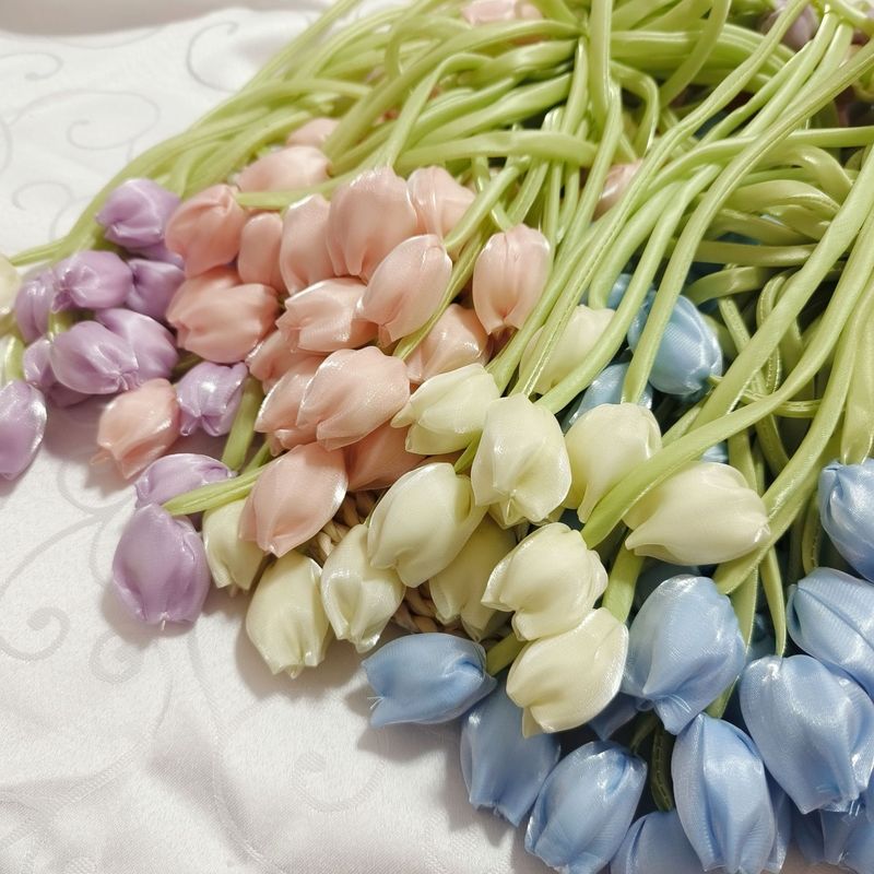 新款郁金香花丝带手工diy饰品百搭头饰发饰服饰假花材料装饰批发|undefined