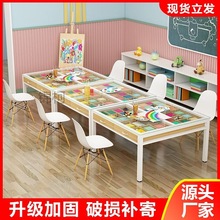 JK幼儿园美术桌绘画桌小学生培训班桌椅儿童手工设计抽屉桌画室桌