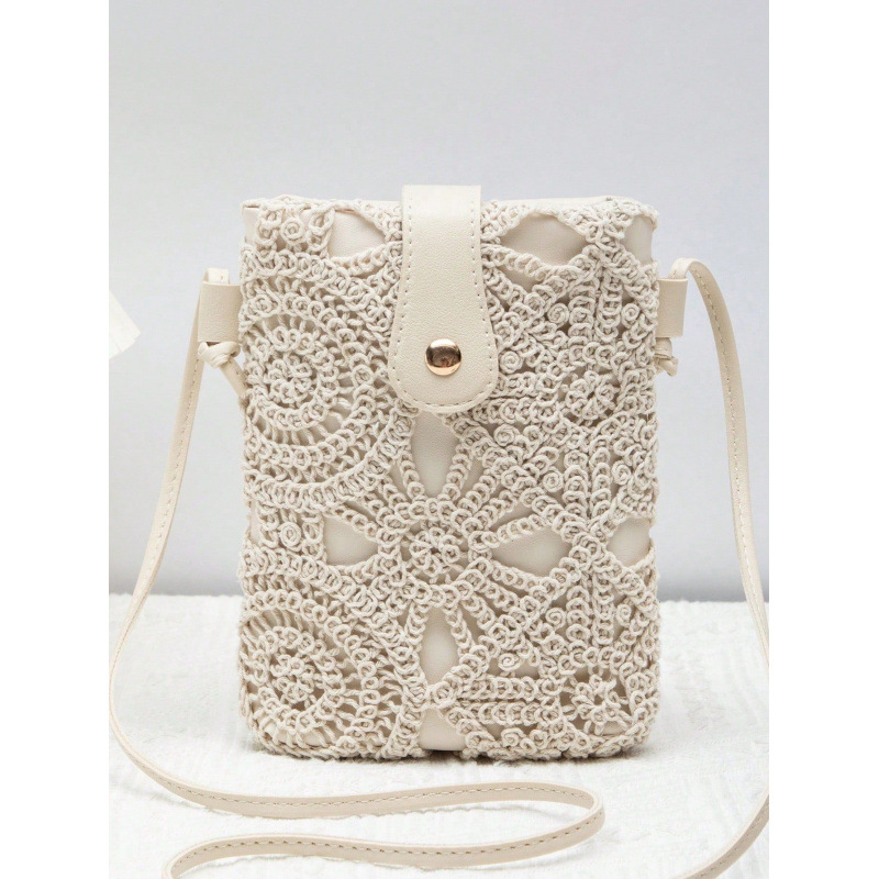 Transfronterizos de encaje trenzado damas mochila de moda algodón hueco bolso de hombro bolso de brazo bolso de mano bolso vacacional