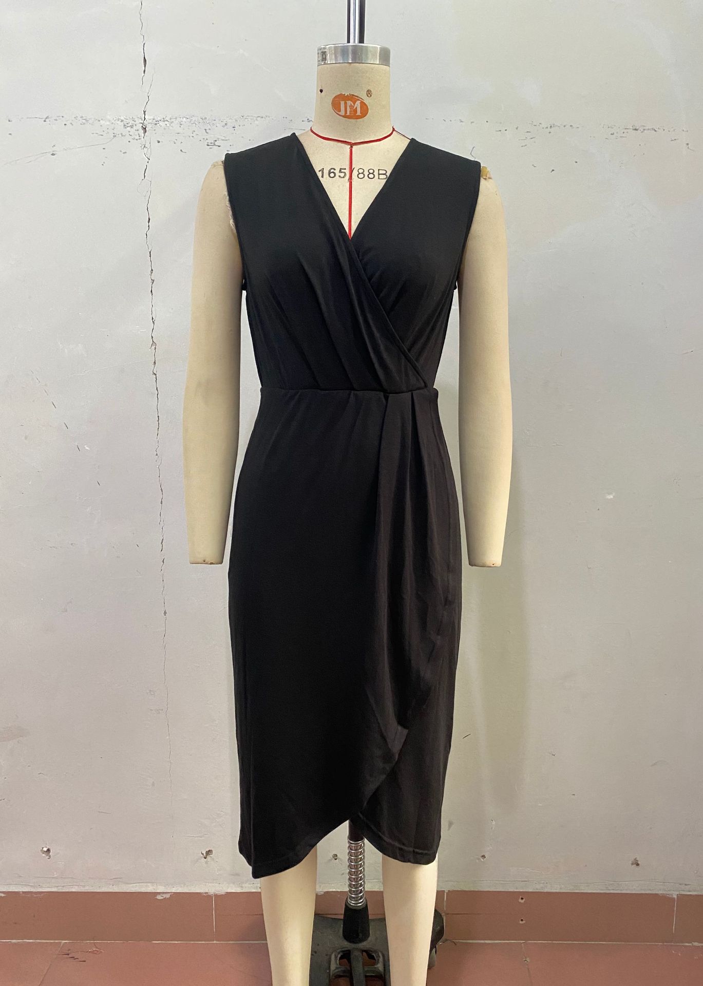 Woomen Elegant Party Slim Black Sleeveless V neck Split Dress