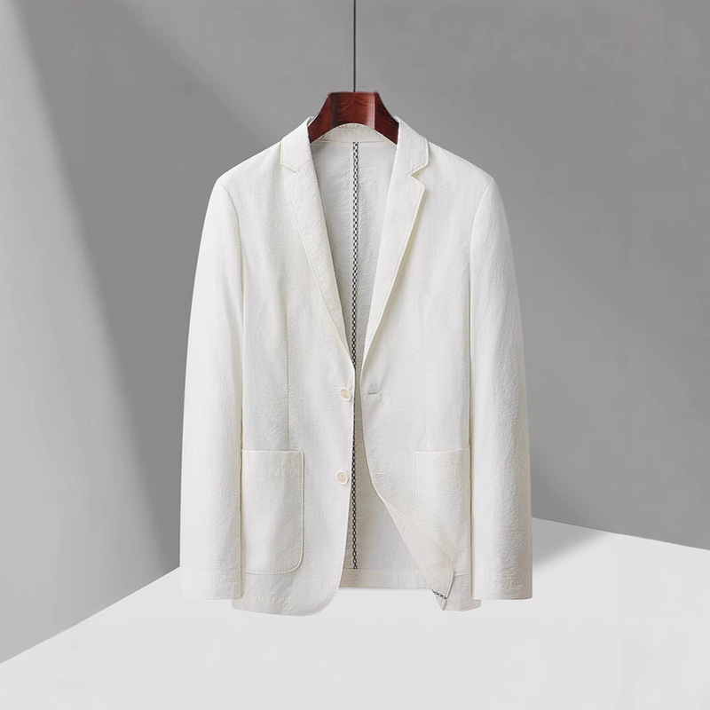 Men's Casual Suit 2025 Spring and Summer Light Luxury Thin Business Single Western Solid Color Wrinkle Suit Jacket for Men Men's Casual Suit 2025 Spring and Summer Light Luxury Thin Business Single Western Solid Color Wrinkle Suit Jacket for Men