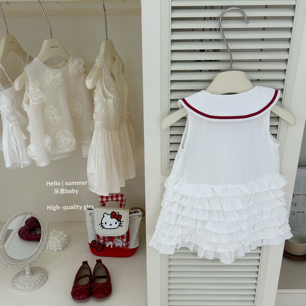 [Le En baby] Vestido de niña Falda de pastel de verano Estilo princesa Bebé Estilo occidental Lindo chaleco Falda delgada