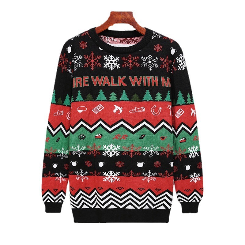 European and American Style Knitted Christmas Sweaters, Ugly Sweaters, Round Neck Pullovers, Double-Sided Jacquard Knitwear, Manufacturer Cross-Border Wholesale