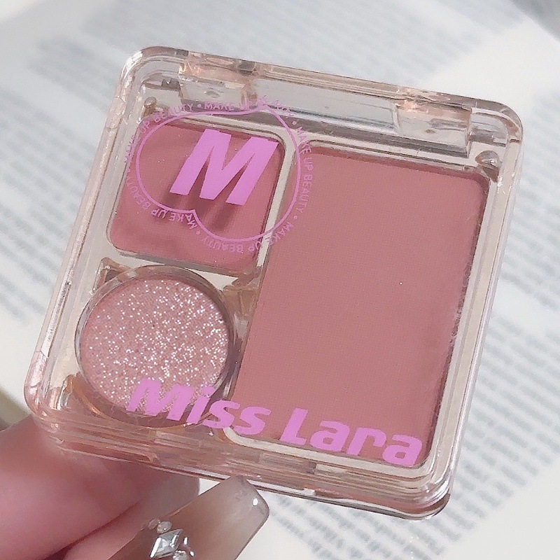 Misslara new three-color mini eye shadow plate matte pearlescent easy vignetting eye shadow plate gray pink delicate makeup