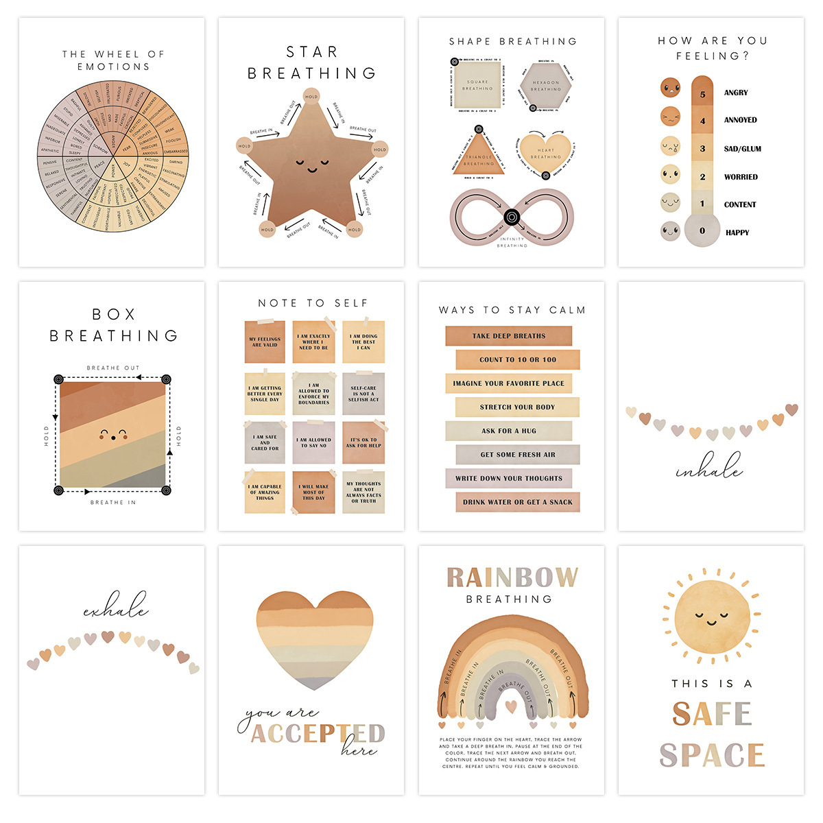 12张心理健康海报积极引导墙贴海报寝室装饰文字拼接画墙面装饰画