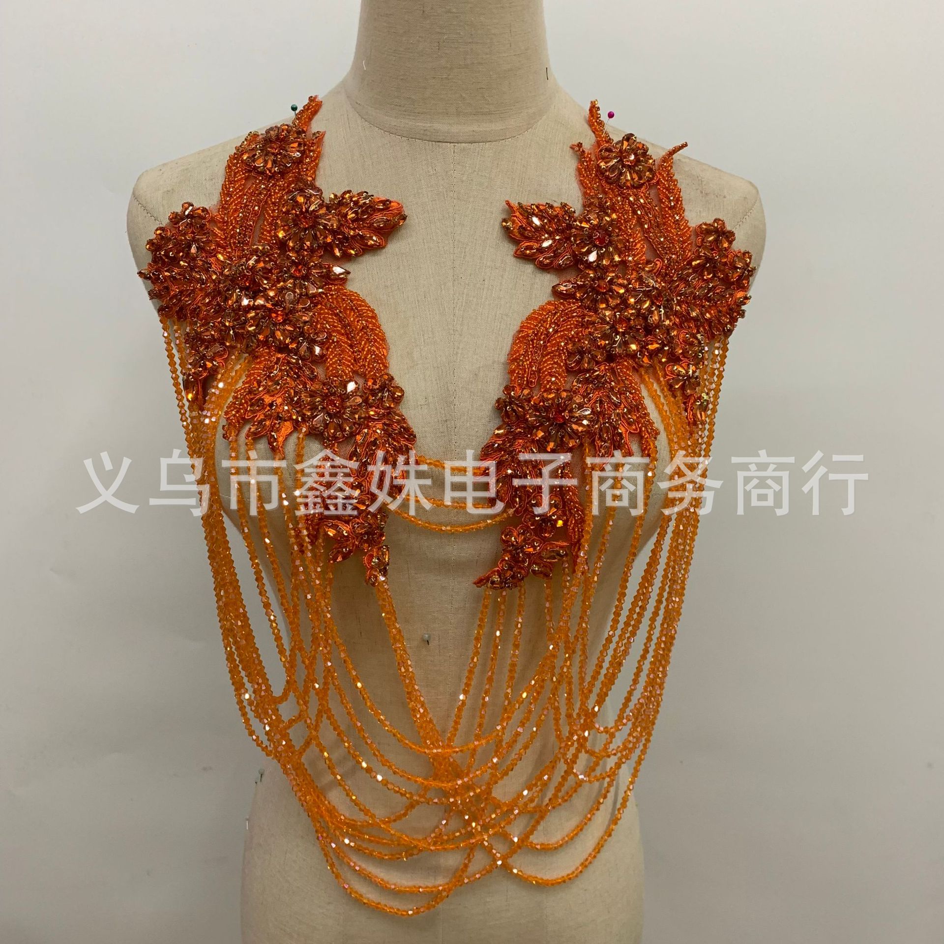手工串珠流苏肩饰 婚纱礼服手工银色蕾丝贴花