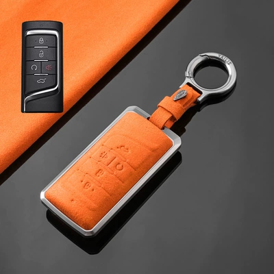 Car key bag – gs4plus Car Key Set M8 - trumpchi-a-horn-tarnish-aluminum-alloy-orange-suede-upgrade-buckle