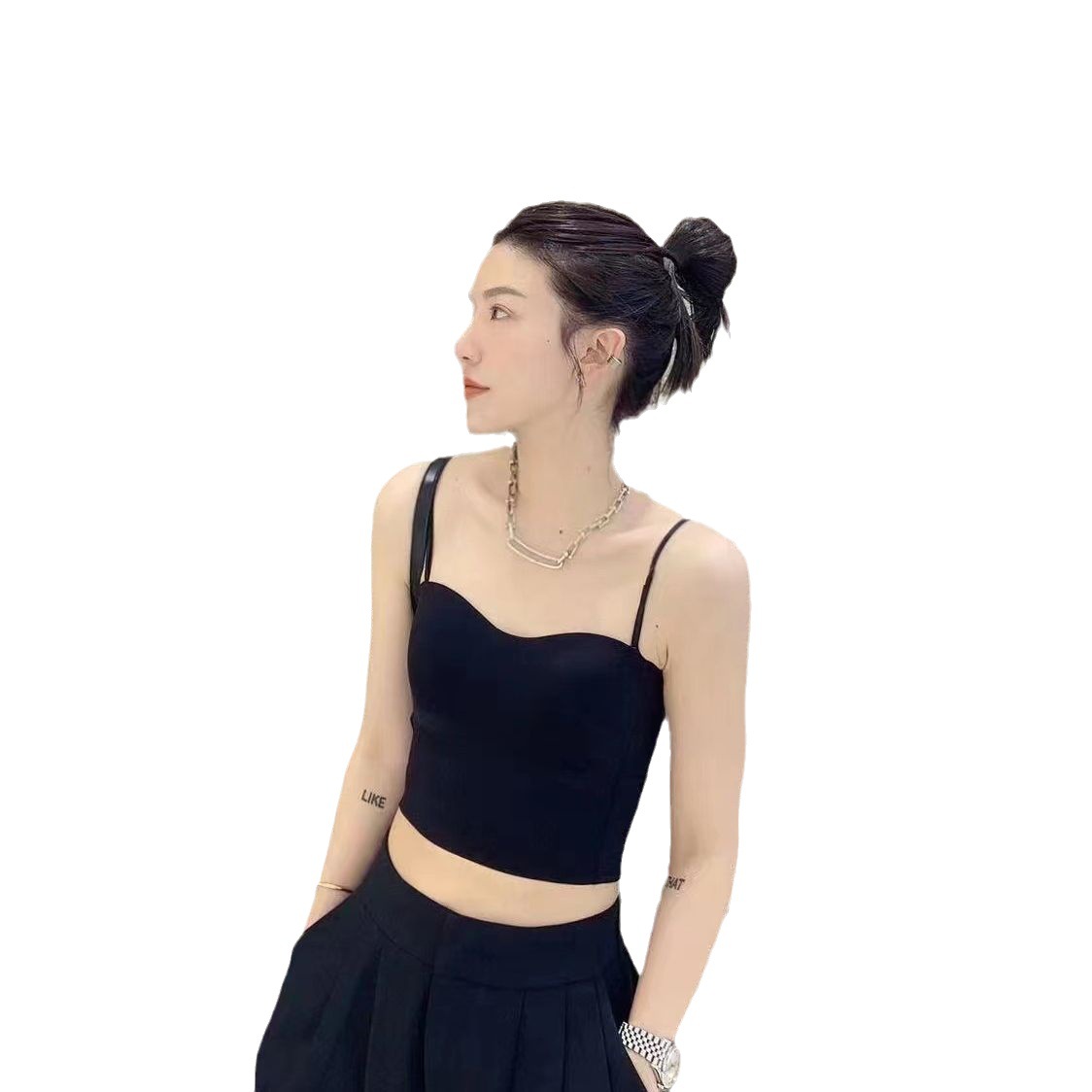 2023 nueva seda de hielo taza fija látex desgaste exterior camisola Delgado adelgazamiento cómodo desgaste interior belleza espalda envuelto pecho