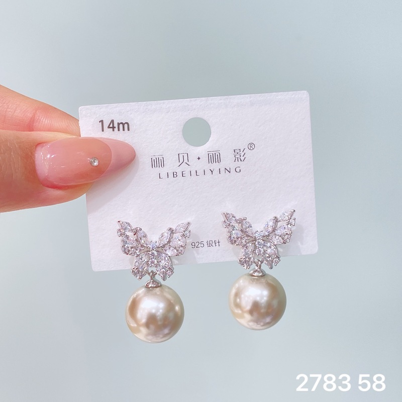 丽贝丽影秋冬款高级感冷淡风香槟珠耳坠时尚复古个性女耳饰耳环新|undefined