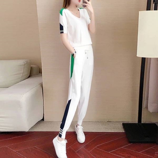 Women's Casual Sports Suit Set Short Sleeved Cropped Pants Fashionable And Stylish Two Piece Set Summer Style 2026 Popular New_ecoleips.com