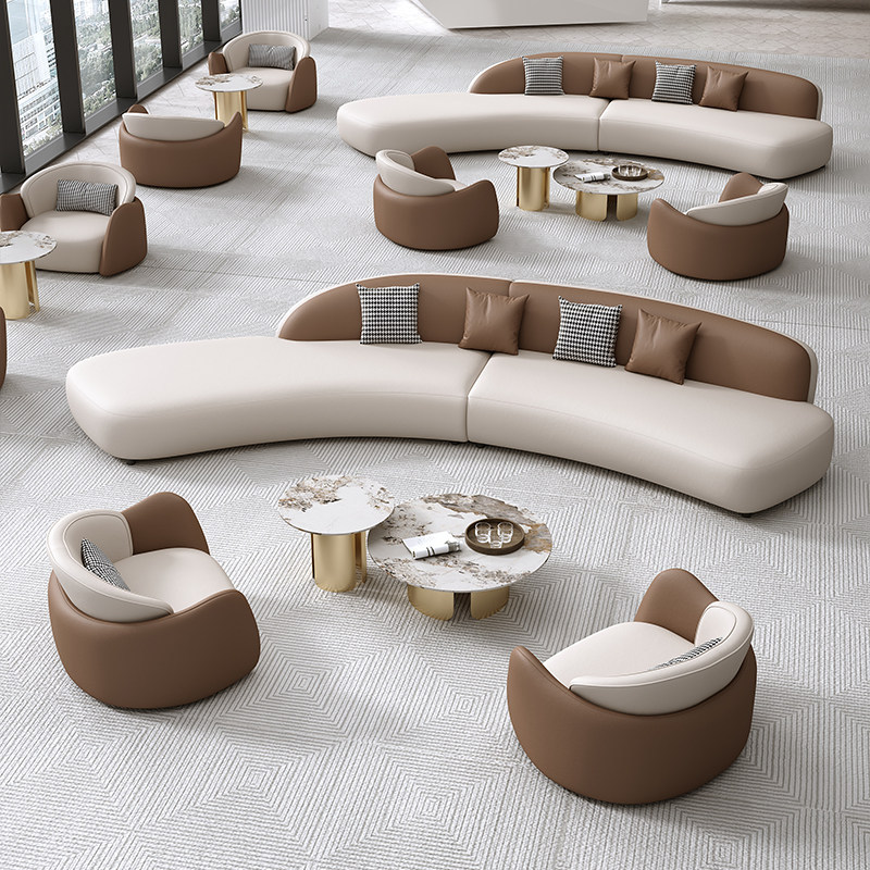 Oficina de ventas moderna y simple Sofá curvo de hotel Residencia Salón de belleza VIP sala de estar Sofá de negociación image 4
