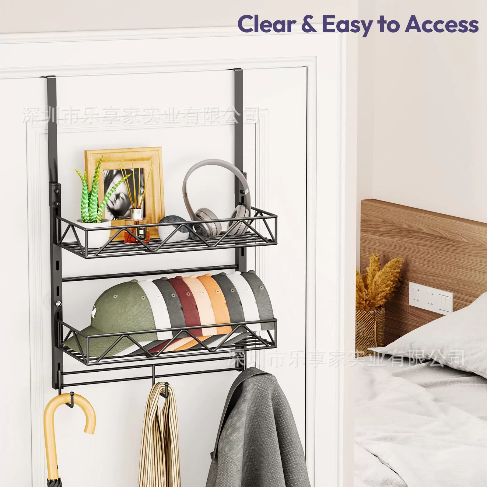 Многоярусная регулируемая настенная подставка для бейсболок, металлическая, для хранения бейсболок в новом стиле, оптом, для установки за дверью