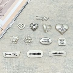 軽豪華高級灰亜銀アルファベット愛に真珠合金パッチDIYファッションカードクリップアクセサリー