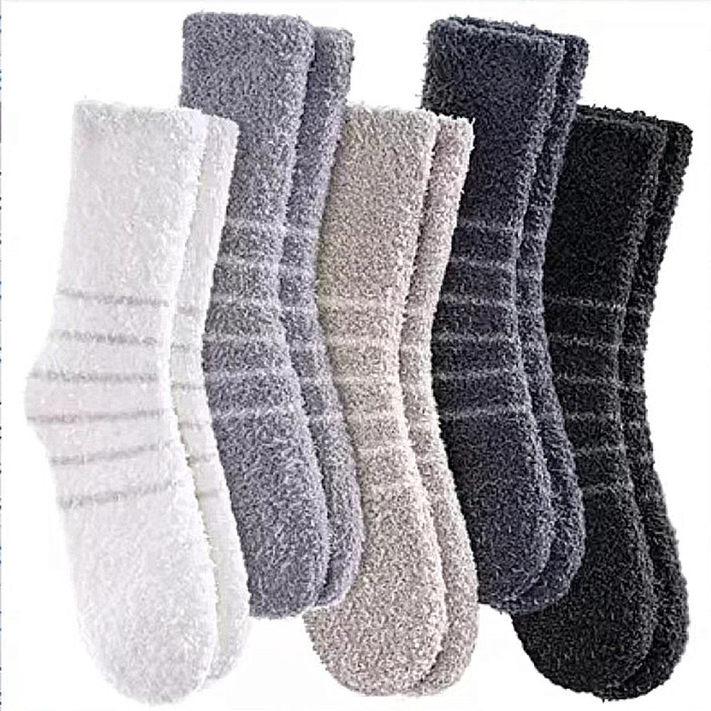 Men's Slippers Home Microfiber Fluffy Stuffed Socks Coral Velvet Socks Floor Socks Crew Sleeping Socks Sailor